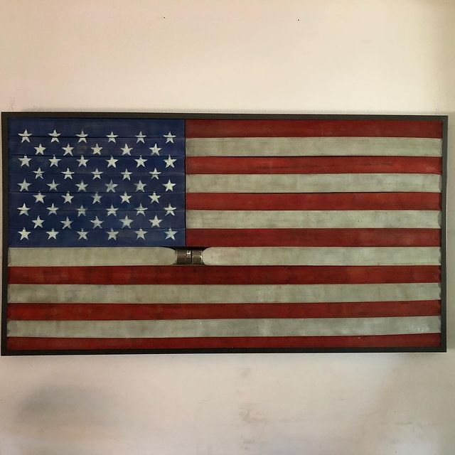 American Flag made from fire hose